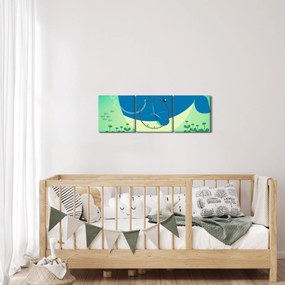 Kép - Vidám bálna a tengerben (órával) (90x30 cm)