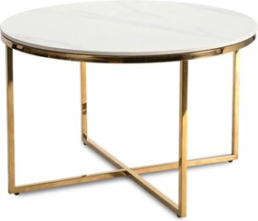 Stolik Ceramiczny MARINE Biały Marmur/Złoty