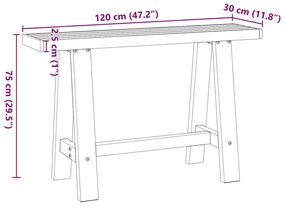 konzolasztal NOAIN A alakú lábak 120x30x75 cm tömör fa fenyőfa