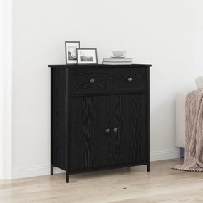 Oldalszekrény Fekete Tölgy 70x30x80 cm Mérnöki Fa és Acél