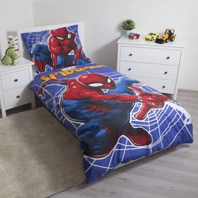 Piros-kék egyszemélyes pamut gyerek ágyneműhuzat világító hatással 140x200 cm Spider-man – Jerry Fabrics