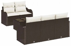 vidaXL Kerti Kanapé Szett Barna polirattan