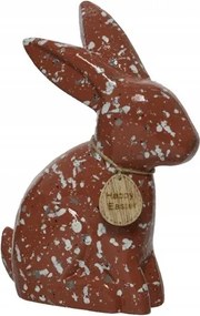 Húsvéti nyuszi figura fa barna díszes 18 cm