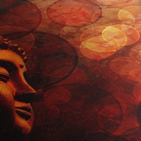 Kép - Buddha piros tónusokkal (órával) (90x30 cm)