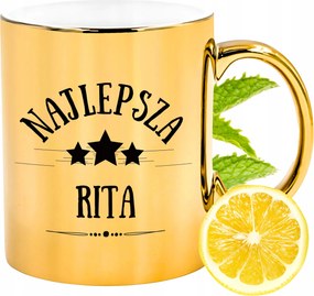 Prémium Arany Csillogó Bögre Rita Ajándék Nyomtatott Fotóval