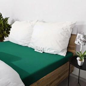 EMI sötétzöld 100% pamutjersey gumis lepedő, Gyerek lepedő 60x120