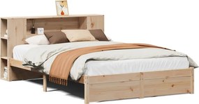 vidaXL tömör fenyőfa könyvespolcos ágy matrac nélkül 120 x 200 cm