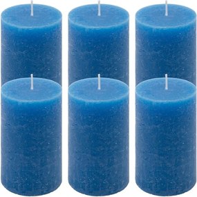 Rusztikus gyertya készlet 11,5 cm Ø 6,8 cm 6 db kék