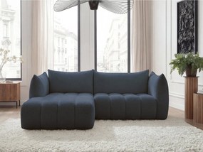 Sötétkék buklé sarokkanapé (bal oldali-heverő résszel) Azra – Bobochic Paris