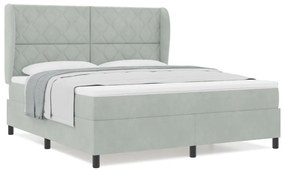 Boxspring Ágy Matrac Kép Szürke 180x200 cm Bársony
