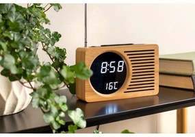 Retro bambusz ébresztőóra rádióval - Karlsson