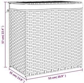 polyrattan szennyeskosár 2 rekesszel 53x33x57 cm