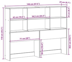 tömör fenyőfa fejtámla tárolóval 140 cm
