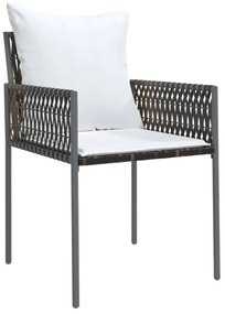 2 db barna polyrattan kerti szék párnával 54 x 61 x 83 cm