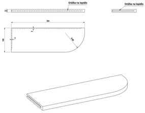 SAPHO AE300-0101 Abeline rockstone sarokpolc, 30 x 10 cm, excentrikus, fehér matt