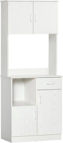 HOMCOM Konyhai Buffet Konyhaszekrény Több Tárolóval 4 Ajtóval 1 Fiókkal + Nagy Munkafelület 71 x 41 x 178 cm Fehér MDF | Aosom