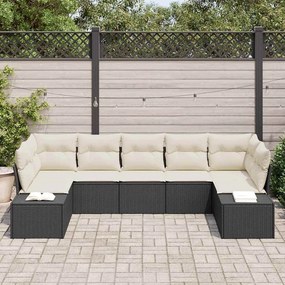 Kerti Kanapé Szett 7 pcs Fekete és krémszínű 289 x 154 x 85 cm