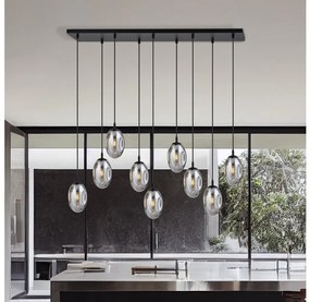 Csillár zsinóron ASTRAL 9xE14/10W/230V fekete/füstös