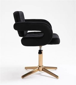 HR8403CROSS Fekete modern velúr szék arany lábbal