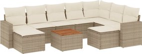 vidaXL 10 részes bézs polyrattan kerti ülőgarnitúra párnával