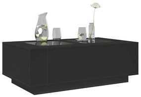 fekete végtelen hatású LED-es dohányzóasztal 116 x 69 x 40 cm