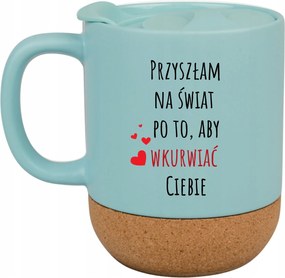 Kék Bögre Fedéllel És Parafa Aljjal Ajándék A Világra Jött