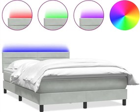 vidaXL világosszürke bársony rugós és LED-es ágy matraccal 160x210 cm
