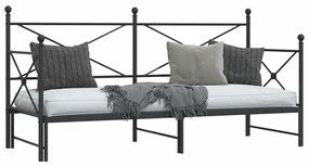 kihúzható kanapéágy matrac nélkül fekete 90x200 cm acél