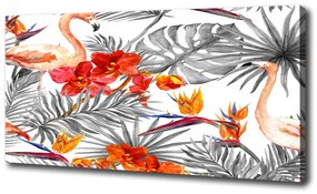 Vászonkép Flamingók és virágok oc-115695348
