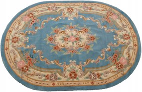 Aubusson gyapjú szőnyeg 170x240 kék ovális