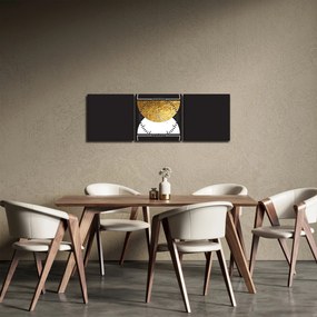Kép - Absztrakció arany és fekete N⁰2 (órával) (90x30 cm)