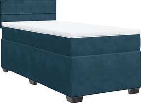 vidaXL sötétkék bársony rugós ágy matraccal 80 x 200 cm