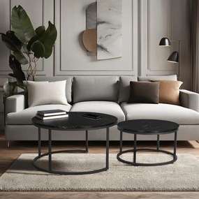 Dohányzóasztal szett fekete márvány színben. MAURO MAX