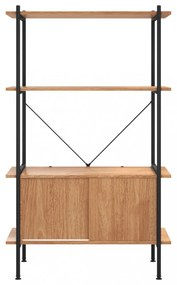 4 szintes acél és szerelt fa polc szekrénnyel 80x40x130 cm
