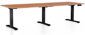 OfficeTech Long állítható magasságú asztal, 240 x 80 cm, fekete alap, cseresznye