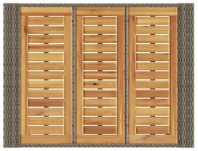 szürke polyrattan kerti bárasztal akácfa lappal 105x80x110 cm