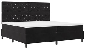 Boxspring Ágy Mattal és LED Fekete 200x200 cm Bársony