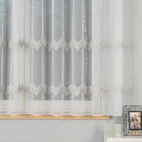 Függöny Hímzett Ólomzsinórral 160cm fehér, szürke-ezüst mintával