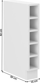 Alsó nyitott szekrény, fehér, LULA 15D OTW BB