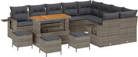 vidaXL Kerti Kanapé Szett 13 pcs Szürke polirattan