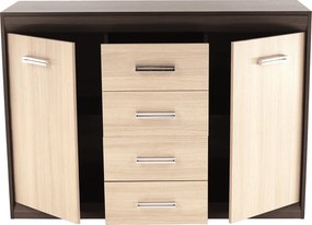 Komód, DTD/MDF, tölgy világos/tölgy sötét, KORINA