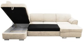 U-alakú, kihúzható sarokülőgarnitúra tárolóval SERPA, balos, bézs