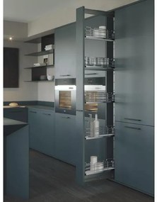 Konyhai fémrács, kamravasalat, 150mm, króm-fehér, teljes kihúzású, csillapított záródás, 1880-2180mm, 5 kosár SIGE, Infinity Line 258