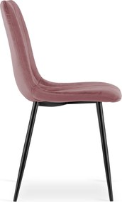 Rózsaszín étkezőszék LAVA bársony fekete lábakkal