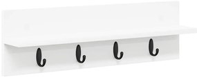 Fali Kabáthorog polcokkal Fehér 60 x 10.5 x 18 cm Faanyag
