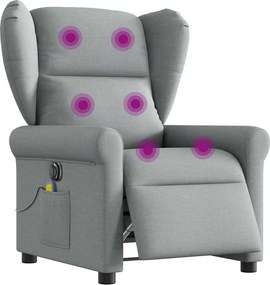 vidaXL világosszürke szövet dönthető elektromos masszázsfotel
