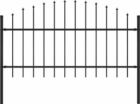 vidaXL fekete acél kerti kerítés lándzsás tetejű 170 x 125 cm