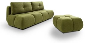 NUORO zöld, kihúzható háromszemélyes kanapé tárolórésszel