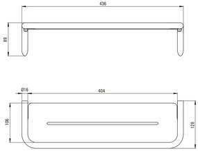 Deante Silia, fali polc 436x124x89 mm, acél, DEA-ADI_F511