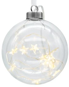 LED karácsonyi gömb, átlátszó üveg Ø9,5 cm meleg fehér
